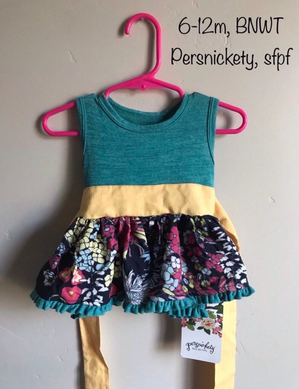 Persnickety Sleeveless Flared Baby Doll Tie Waist Blouse Sz 6-12m NWT USA Made